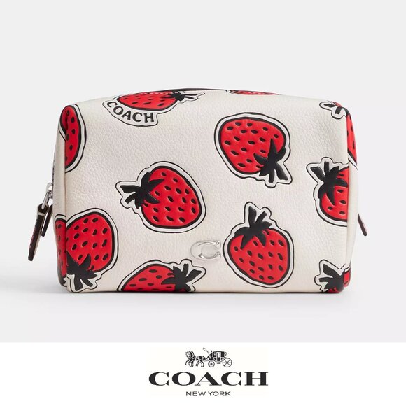 🍓 Coach Essential Cosmetic Pouch With Strawberry Print - Picture 1 of 6